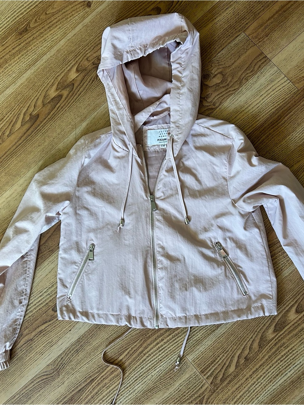 Pull & bear Light Pink Hooded Windbreaker Jacket